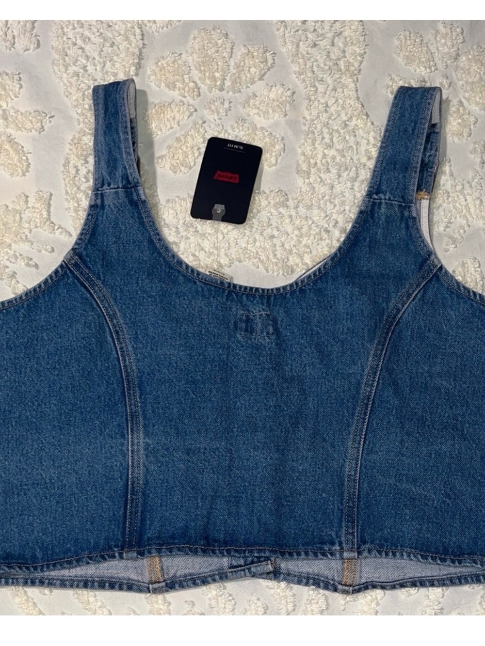 Denim Button-Up Crop Top Vest - Picture 3 of 3